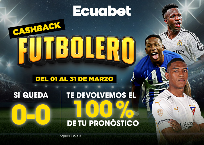 Gana con Ecuabet fútbol y el cashback 0-0.