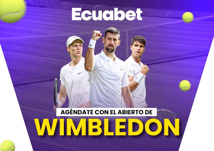 Apuesta en Wimbledon con Ecuabet. Te damos tips sobre los favoritos: Djokovic, Alcaraz y Sinner. Aprovecha las mejores cuotas del tenis.