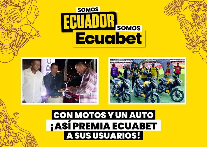 Ecuabet casa líder en apuestas Ecuador. Premio a sus usuarios ganadores con motos y un auto 0 Km. ¡Aquí te contamos como lo consiguieron!