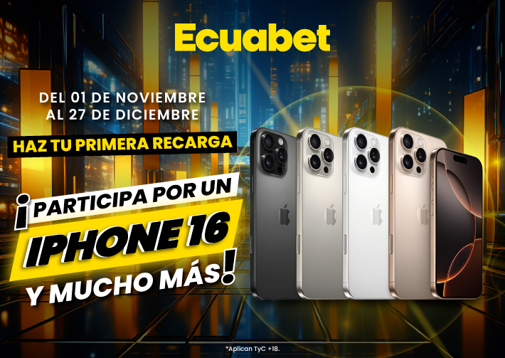 ¡Tenemos tu regalo de Navidad! Por tu primera recarga Ecuabet participa por un Iphone 16 y premios en Ecuabet casino y pronósticos deportivos