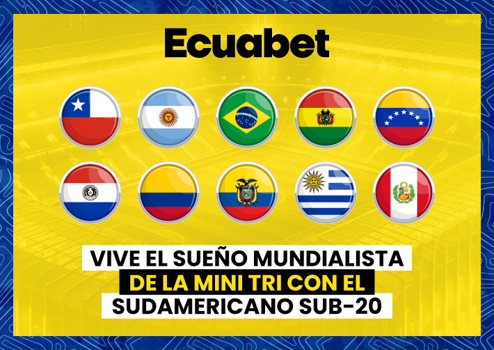 Vive la emoción del Sudamericano Sub-20 en Ecuabet. Sigue los partidos y apoya a la Mini Tri (selección Ecuador) camino al Mundial Sub-20.