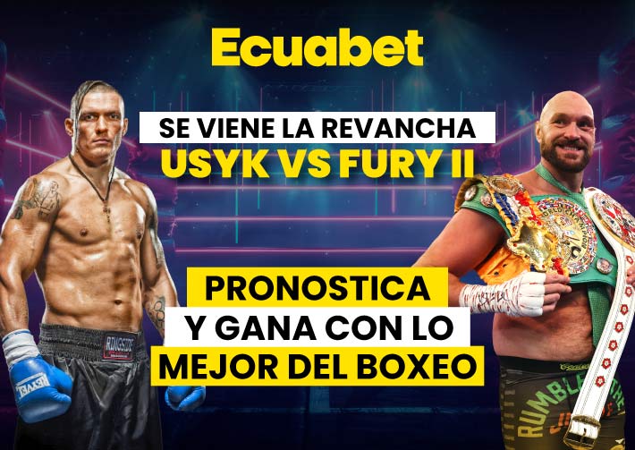 Vive lo mejor del boxeo con los pronósticos deportivos de Ecuabet. Conoce aquí los detalles y cuotas del combate entre Tyson Fury vs Usyk.