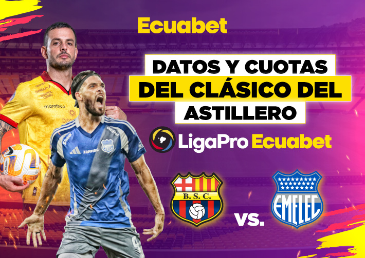 Apuesta en Ecuabet al Clásico del Astillero: Barcelona vs Emelec. Disfruta los mejores pronósticos y gana con cada jugada. ¡Regístrate ya!