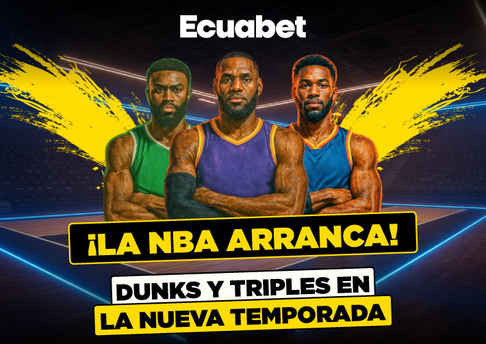 Pronósticos de inicio de la temporada de la NBA con los mejores mercados y cuotas del país en Ecuabet. ¡Entra ya!