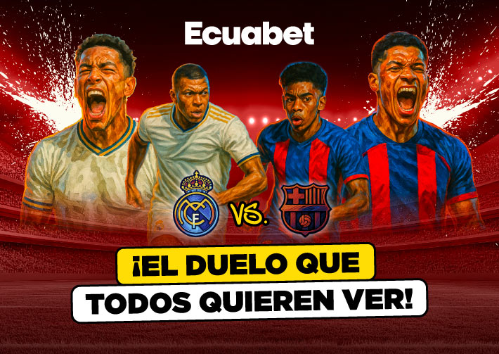 Pronóstico del partido FC Barcelona vs Real Madrid con las mejores cuotas y mercados de Ecuador en Ecuabet, en los partidos de la Liga Española. ¡Ingresa ya!