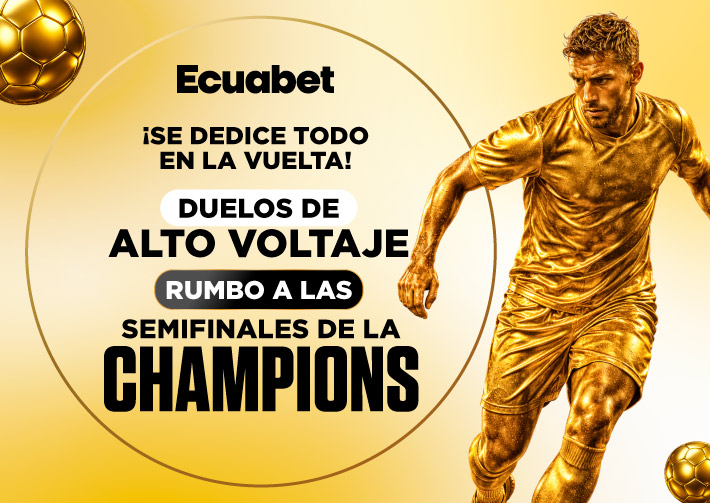 los partidos de vuelta de los cuartos de final de la UEFA Champions League 2026 con escudos del Real Madrid, Bayern, Barça y PSG.