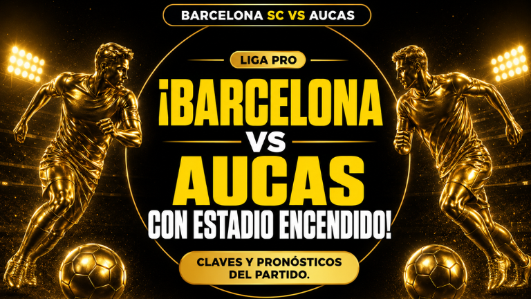 Barcelona SC vs Aucas por la Liga Pro Ecuabet 2026 con análisis y pronóstico de apuestas. Regístrate ahora en Ecuabet.