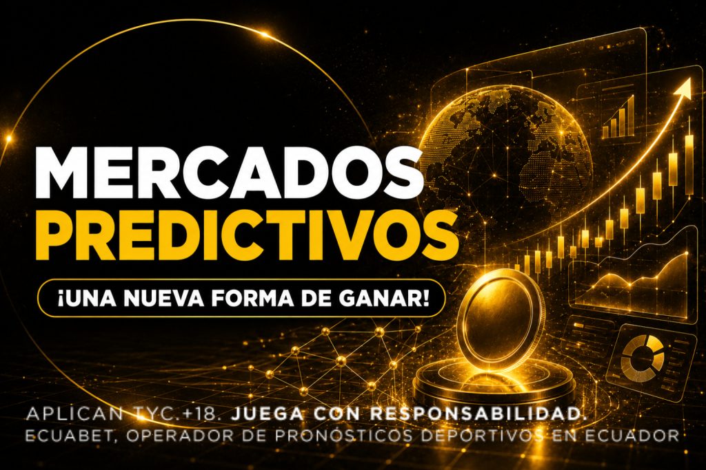Mercados predictivos Ecuador con opciones sobre eventos futuros, probabilidades y resultados en tiempo real.