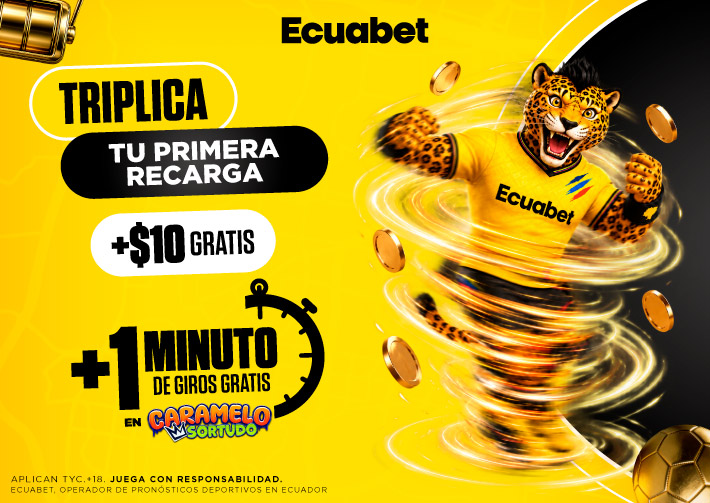 Bono de bienvenida Ecuador de Ecuabet con 300% en el primer depósito, pronóstico gratis de $10 y un minuto de giros ilimitados.