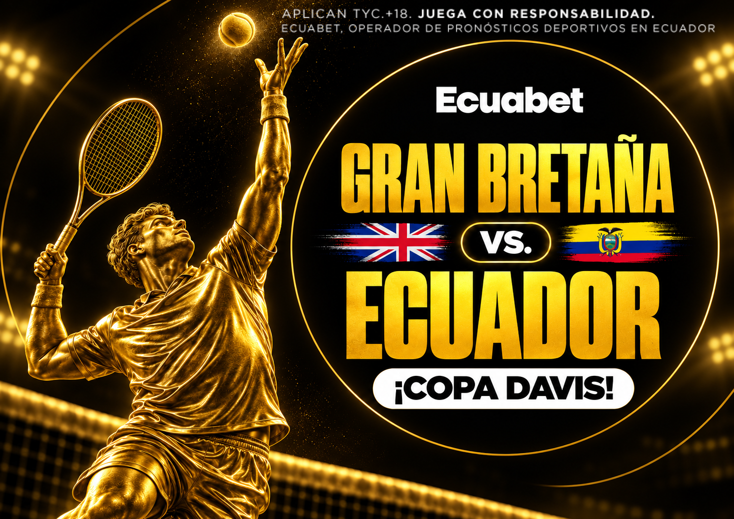 Previa completa de Gran Bretaña vs Ecuador por los Qualifiers de Copa Davis 2026: convocados, cuadro de partidos y dónde seguirlo con Ecuabet.