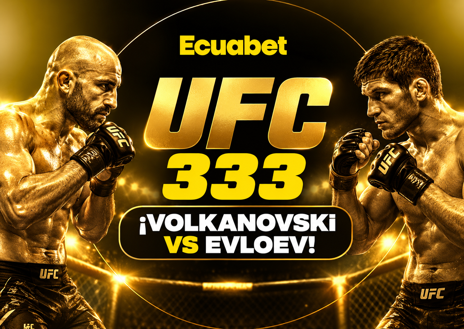 Alexander Volkanovski y Movsar Evloev protagonizan UFC 333 Abu Dhabi por el título de peso pluma, con análisis y pronósticos para Ecuador.