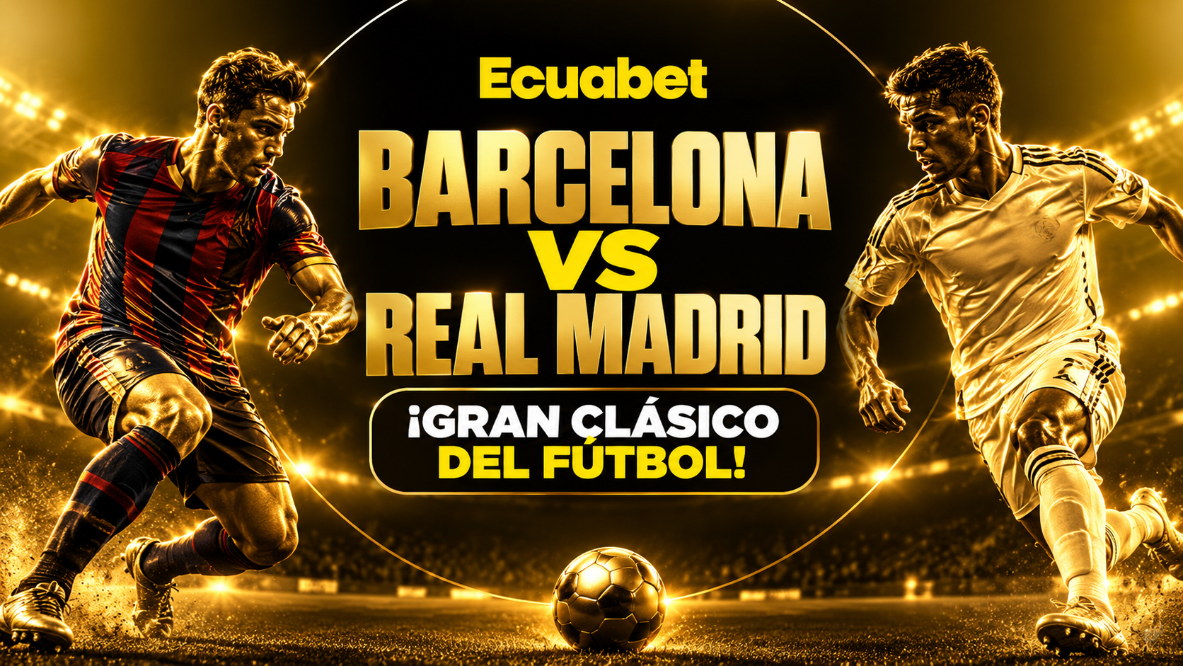 Jugadores de Barcelona y Real Madrid disputando El Clásico de LaLiga 2026, con análisis de pronósticos y apuestas deportivas.
